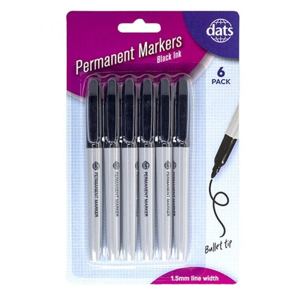 Permanent Marker Black 6 Pack