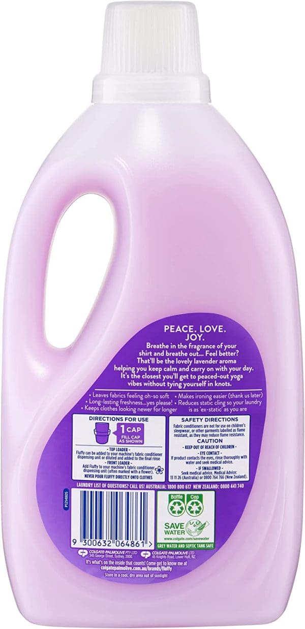 Fluffy Regular Fabric Softener Conditioner White Lavender 2L - Image 2