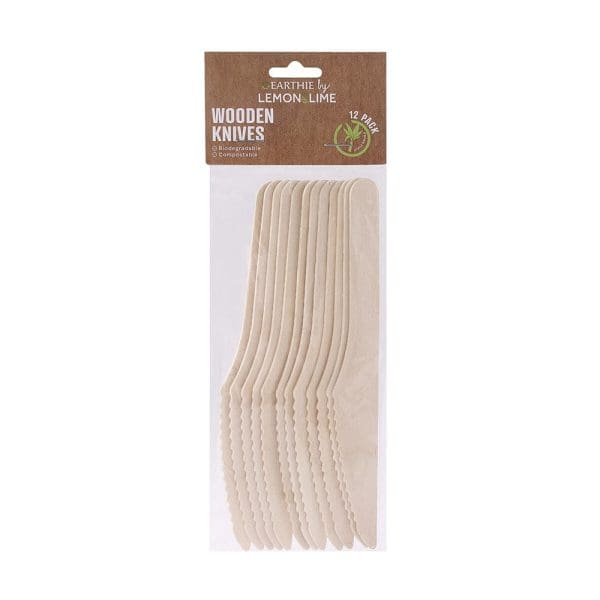 Earthie Wooden Knives 16.5cm 12PK