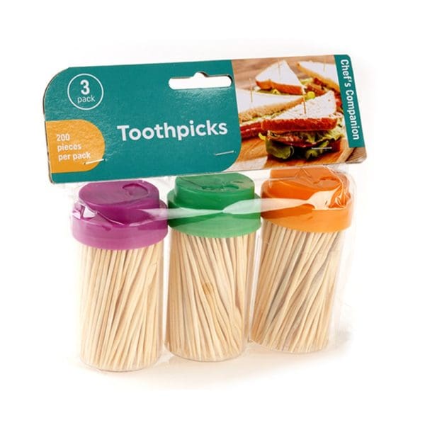 Toothpick With Plastic Dispenser 3 Pack x 200pcs