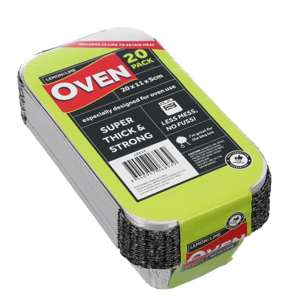 Lemon & Lime Foil Tray & Lid 20x11x5cm 20 Pack
