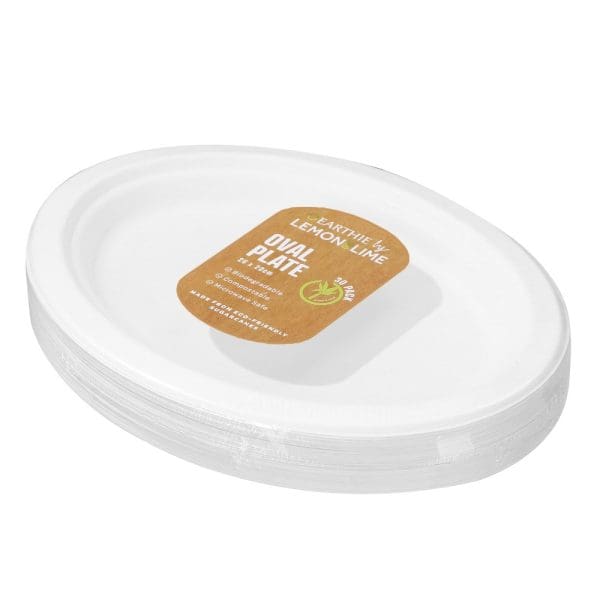 Lemon & Lime Sugarcane Oval Plate White 30pcs - Image 3