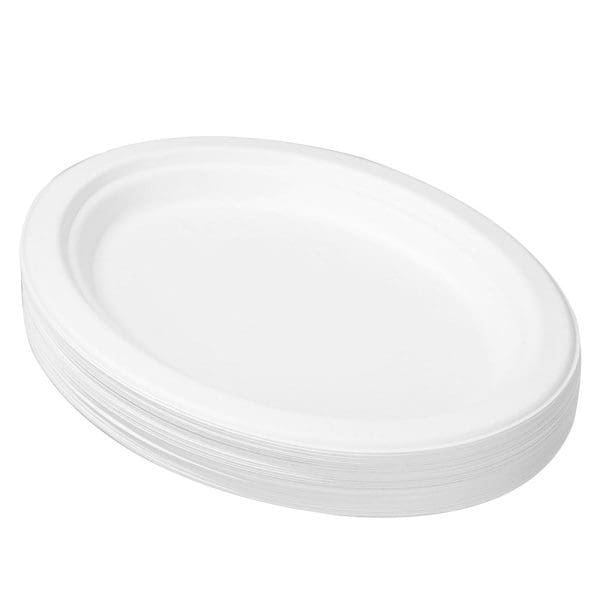 Lemon & Lime Sugarcane Oval Plate White 30pcs