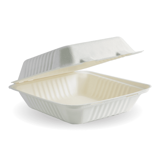 Biopak BioCane Clamshell White 20x22x9cm 7.8x8" 200pcs