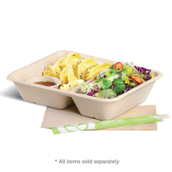 Biopak Biocane 2 Compartment Takeaway Base Natural 1230ml 30oz 500pcs - Image 2