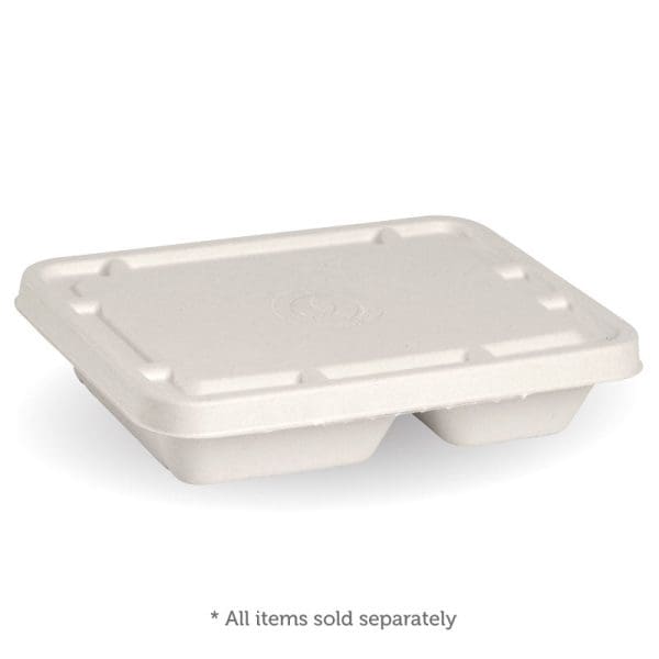 Biopak Biocane 2 Compartment Takeaway Base White 1230ml 30oz 500pcs - Image 2