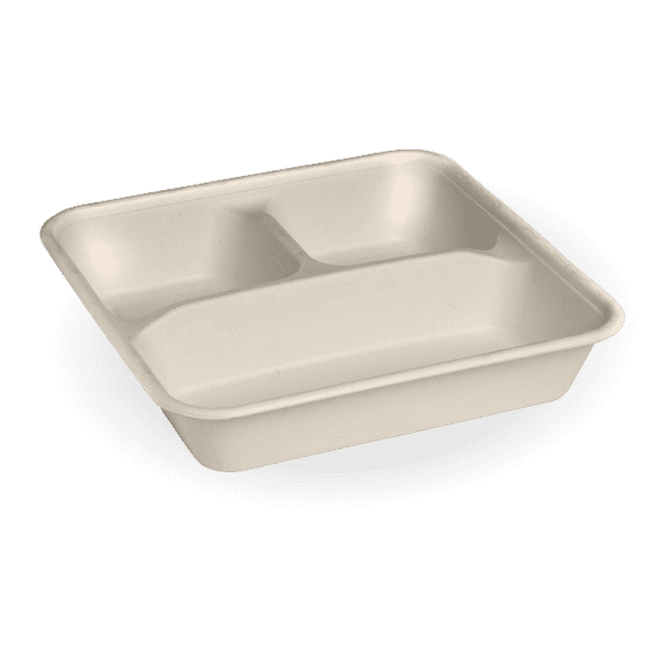 Biopak Biocane 3-Compartment Takeaway Base Natural 35oz Large 300pcs