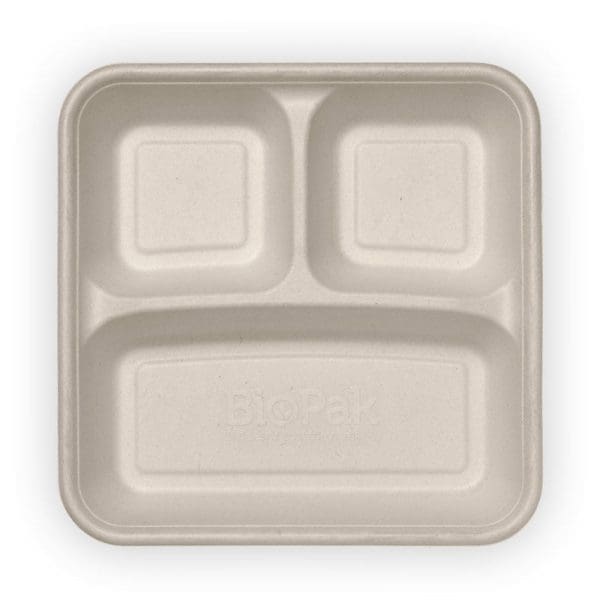 Biopak Biocane 3-Compartment Takeaway Base Natural 35oz Large 300pcs - Image 2