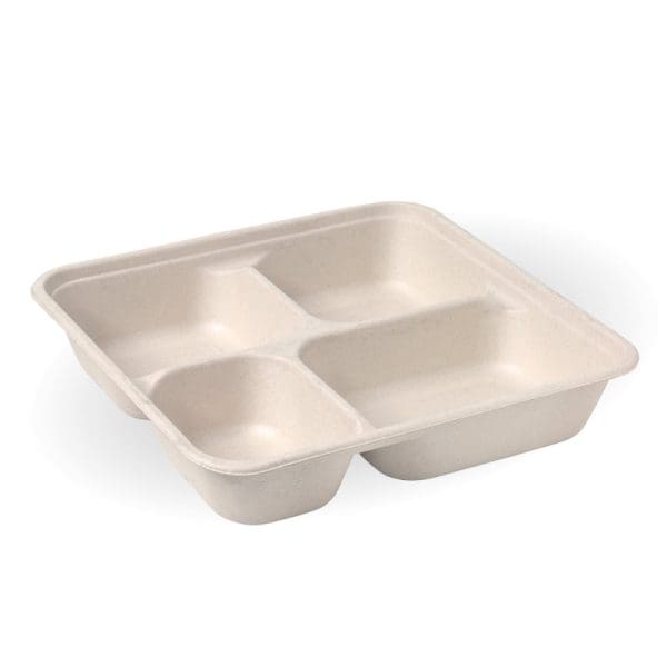 Biopak Biocane 4-Compartment Takeaway Base Natural 54oz Large 300pcs