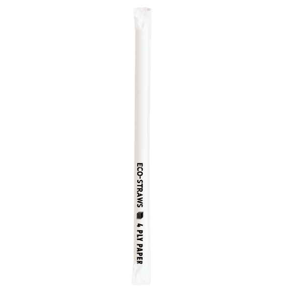 Eco-Straw 4ply Wrapped Paper Spoon Straw 8.2mm Plain White 1000pcs - Image 2