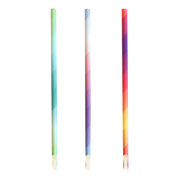 Eco-Straw 4ply Wrapped Paper Spoon Straw 8.2mm Mixed Colours 1000pcs