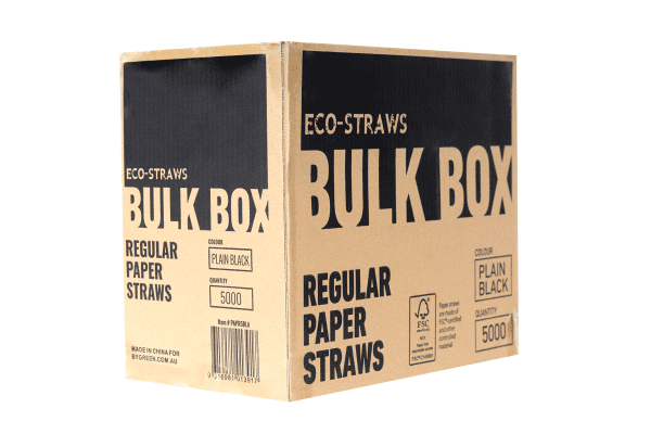 Eco-Straw Regular Slim Paper Straw 5mm Plain Black 5000pcs - Image 2