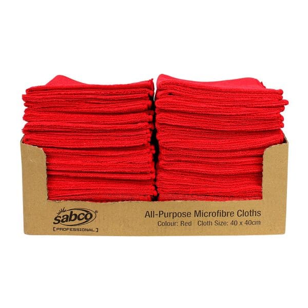Sabco All Purpose Microfibre Cloths 40x40cm Red 50pcs - Image 2