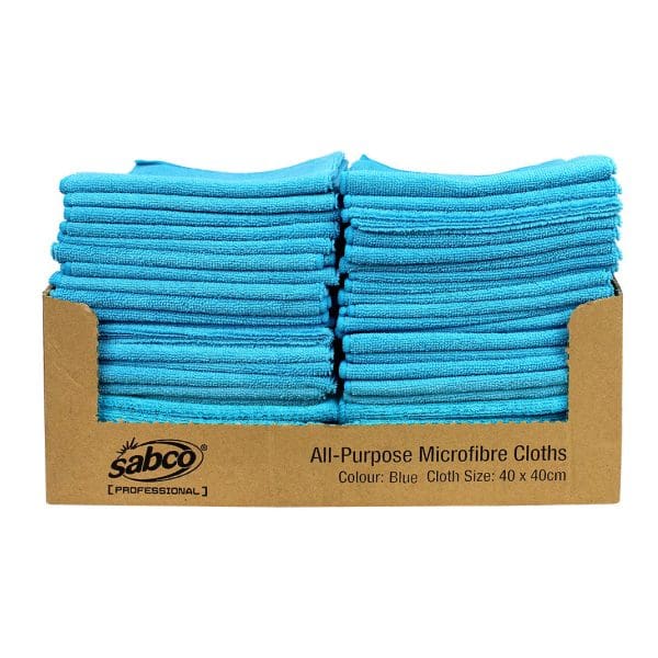 Sabco All Purpose Microfibre Cloths 40x40cm Blue 50pcs - Image 2