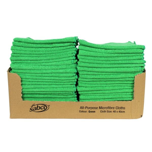 Sabco All Purpose Microfibre Cloths 40x40cm Green 50pcs - Image 2