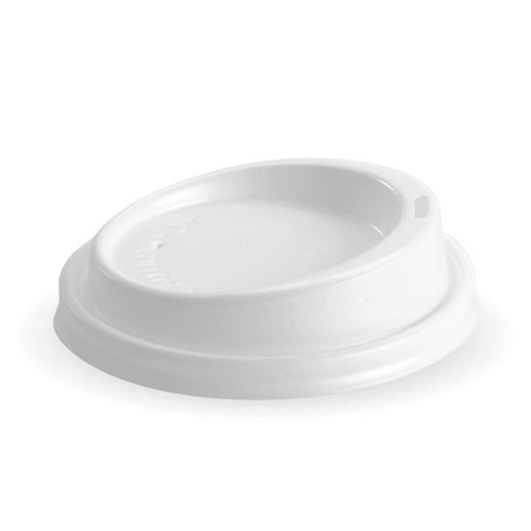 BCL-12.16.20W (Biopak White Plastic Coffee Cup Lid 90mm Flat Lid 1000pcs)