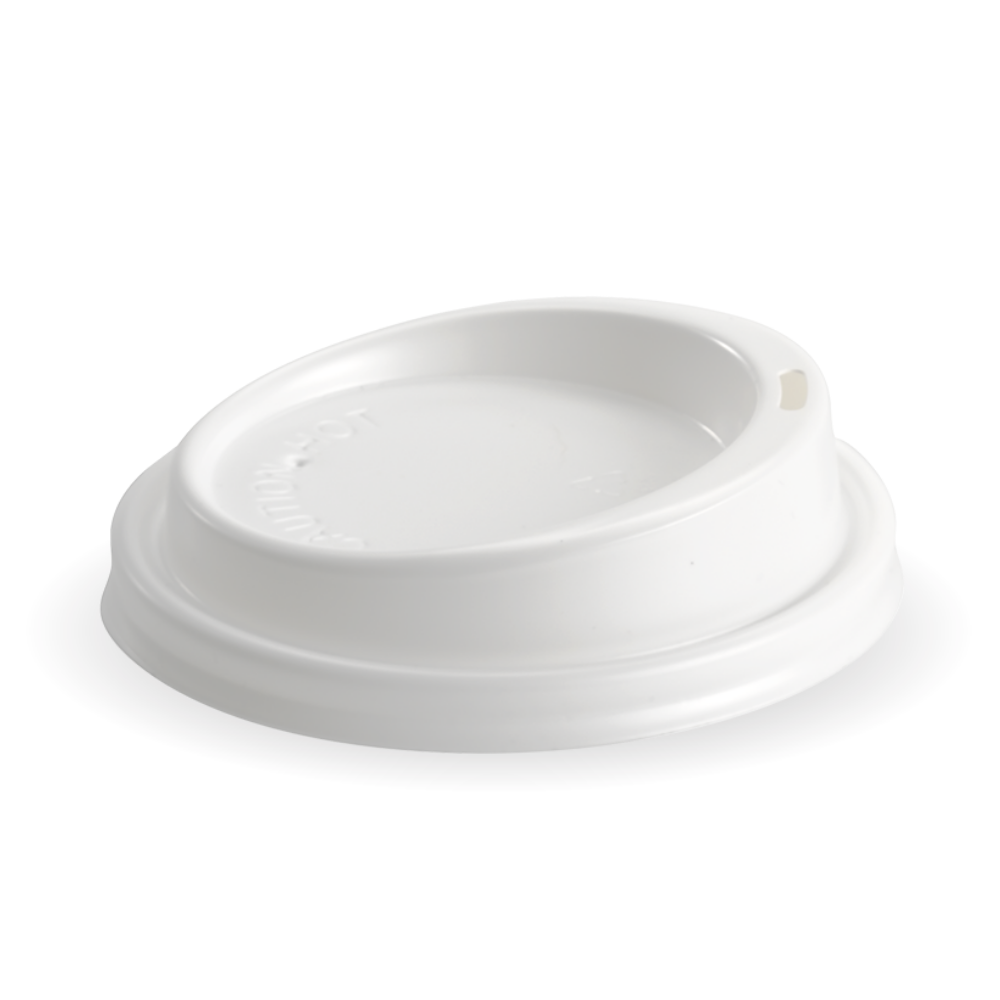 BCL-12.16.20W (Biopak White Plastic Coffee Cup Lid 90mm Flat Lid 1000pcs)