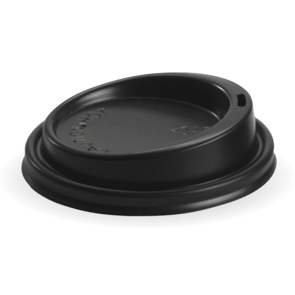 BCL-12.16.20B (Biopak Black Plastic Coffee Cup Lid 90mm Flat Lid 1000pcs)