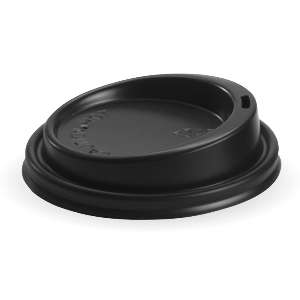 BCL-12.16.20B (Biopak Black Plastic Coffee Cup Lid 90mm Flat Lid 1000pcs)