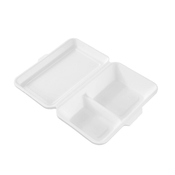 15725 (Lemon & Lime Eco Sugarcane 2 Compartment Food Box 1000ml 5 Pack)