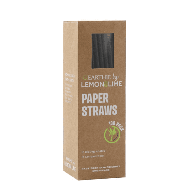 14551 (Lemon & Lime Eco Paper Straws Black 100pcs)