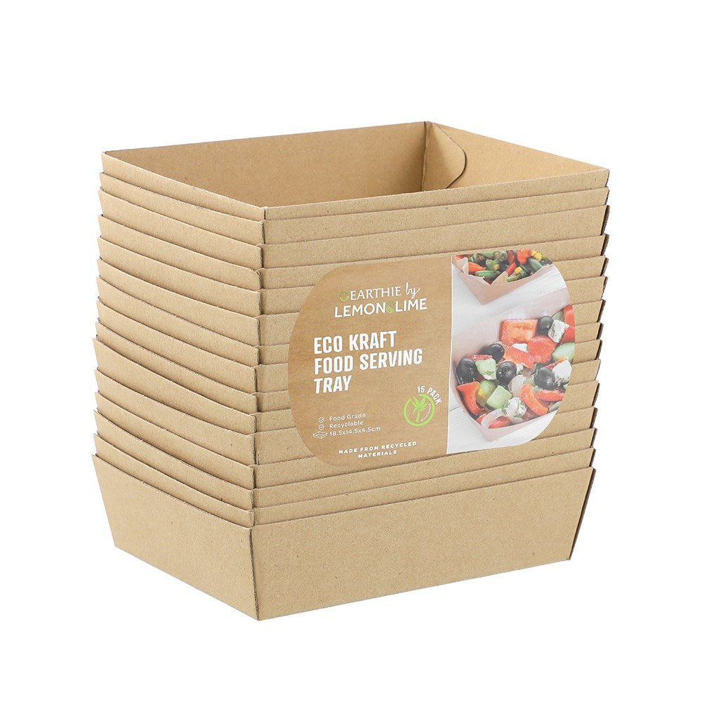 16258 (Lemon & Lime Eco Kraft Food Serving Tray 18.5x14.5x4.5cm 15 Pack)