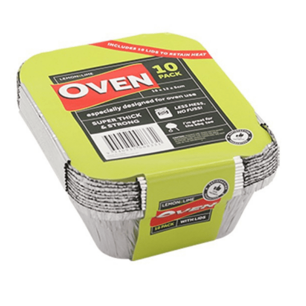 82560 (Lemon & Lime Foil Tray with Lids 15x12x4.5cm 10 Pack)