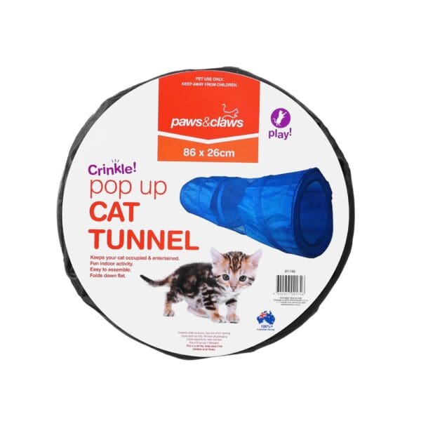 Paws & Claws Collapsible Cat Tunnel 86cm Random Colour Chosen - Image 2
