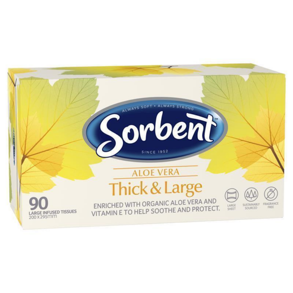2327162 (12 x Sorbent Facial Tissues Thick & Large Aloe Vera 95 Pack)