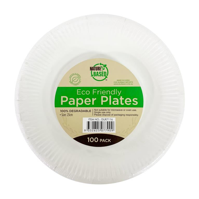 DUR7116 (Paper Plate White 23cm 100pcs)