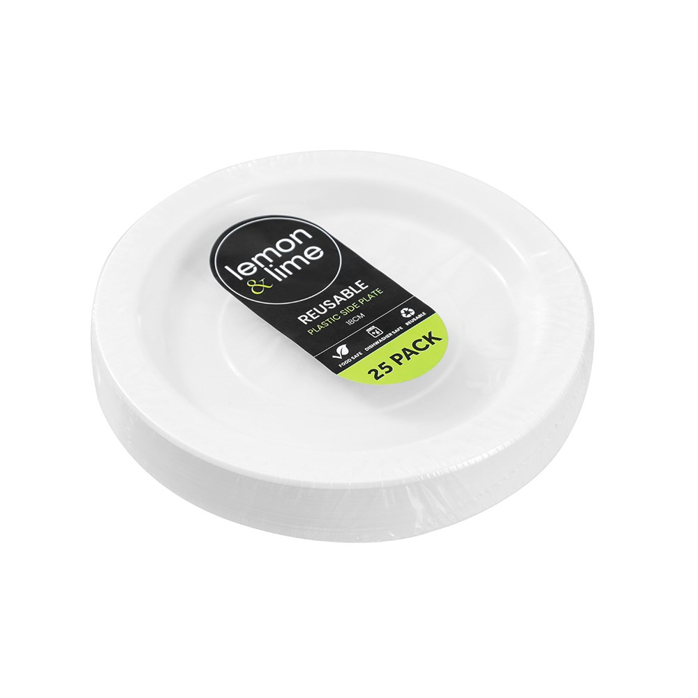 43766 (Lemon & Lime Plastic Side Plate White 18cm)