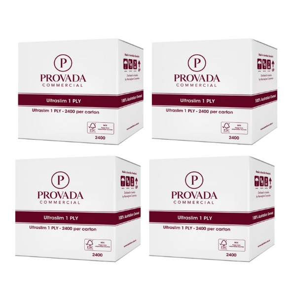 2400-4 (4 x Provada Commercial Ultraslim Hand Towel Virgin 1ply 2400pcs)