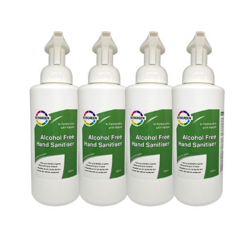 ECODB-4 (4 x Eco Green Plastic Dispenser Bottle 500ml & Foaming Pump)