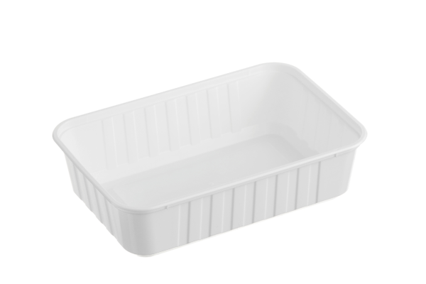 REB680W (Genfac Ribbed Rectangle Plastic Container White 680ml)