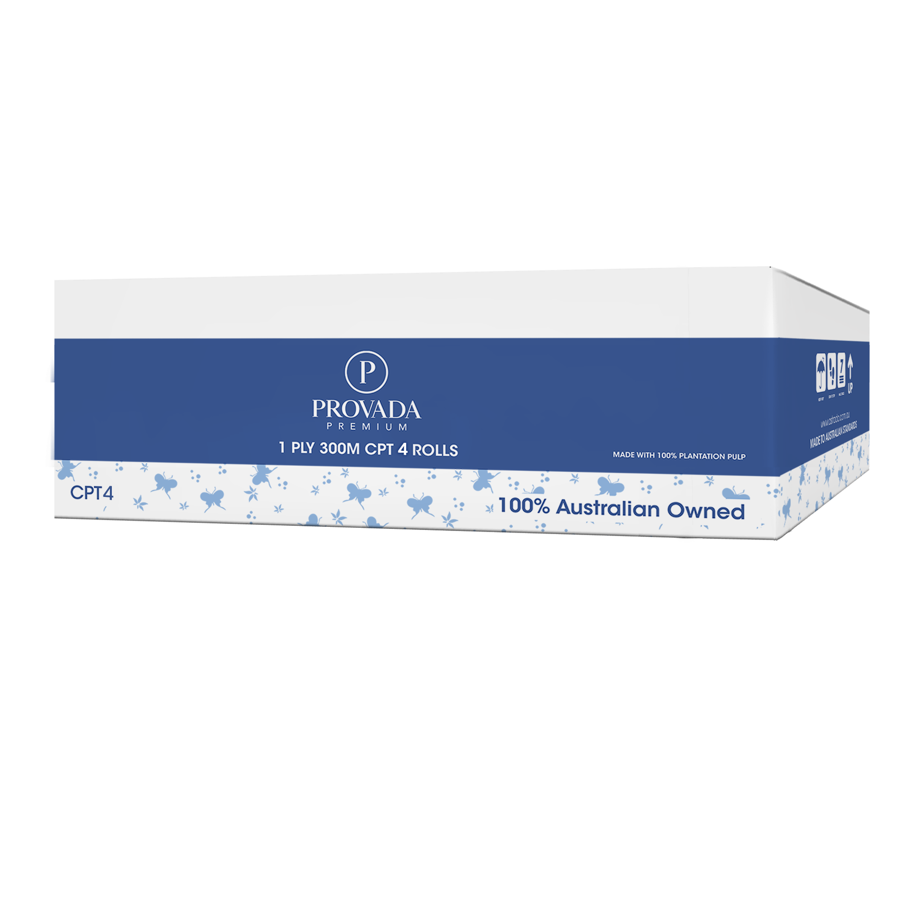 CPT4-BX (Provada 1ply Centerfeed Roll Towel 300m x 4 Rolls)