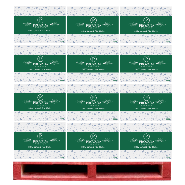 3000-P1 (60 x Provada Premium Jumbo Toilet Rolls 2ply 300m x 8 Rolls)