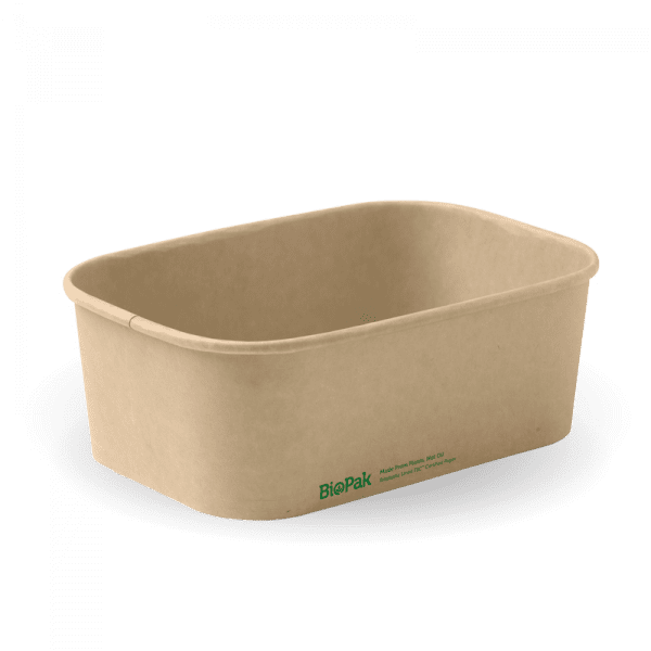 Biopak Natural Rectangle PLA Lined Paper Container 750ml 300pcs