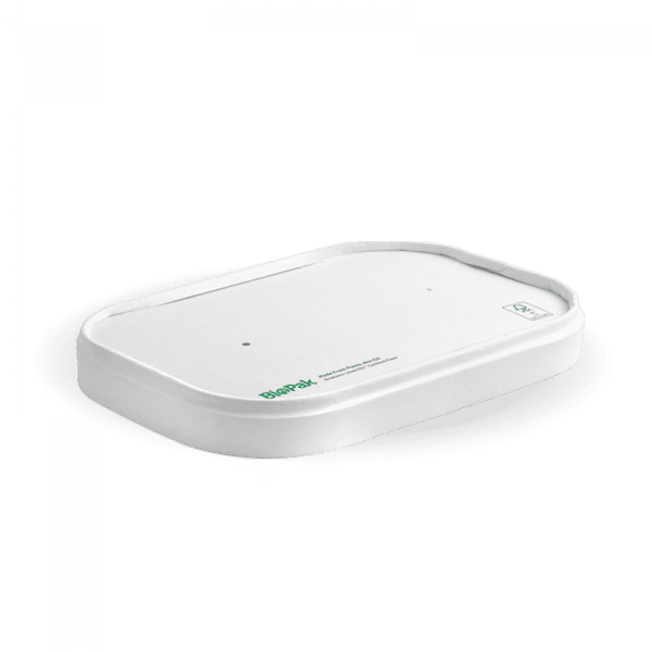 Biopak White Rectangle PLA Lined Paper Container Lid 300pcs
