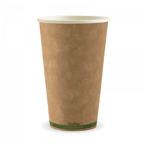 Biopak Kraft Green Stripe Single Wall BioCup 16oz 1000pcs