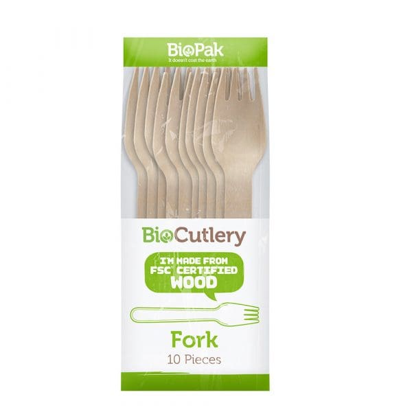 BioPak Wooden Fork 10 Pack - Image 2