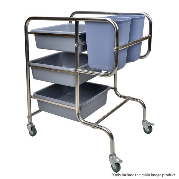 SOGA 3 Tier Food Trolley Food Waste Cart Five Buckets Kitchen Food Utility 80x43x89cm Round - Image 3