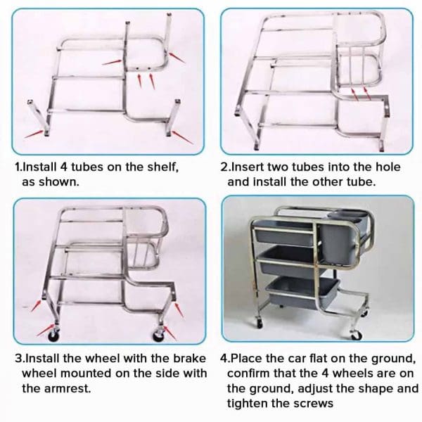 SOGA 3 Tier Food Trolley Food Waste Cart Five Buckets Kitchen Food Utility 80x43x89cm Round - Image 5