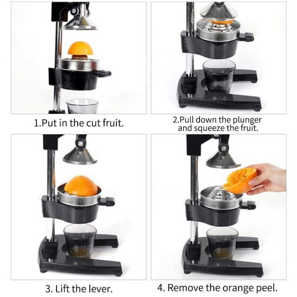 SOGA Commercial Manual Juicer Hand Press Juice Extractor Squeezer Orange Citrus Matte Black - Image 8