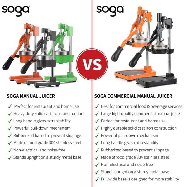 SOGA Commercial Manual Juicer Hand Press Juice Extractor Squeezer Orange Citrus Matte Black - Image 10