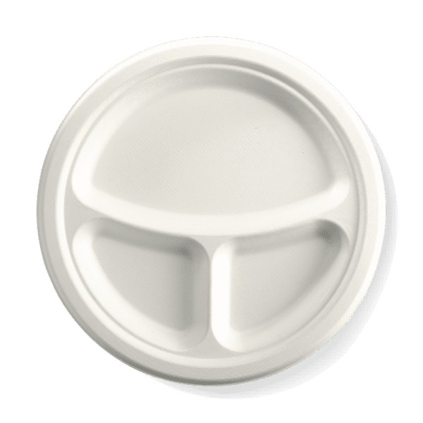 Biopak BioCane 3-Compartment Round Plate White 25cm 10 500pcs - Image 2