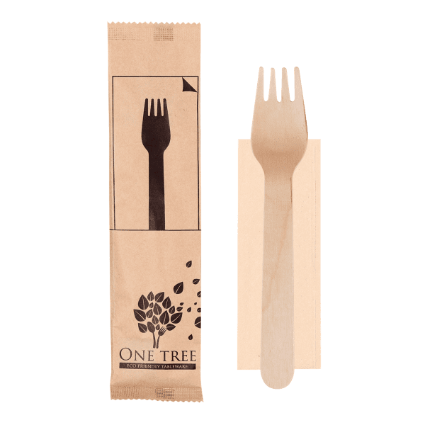 One Tree Wooden Cutlery Set Fork & Napkin 400pcs